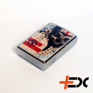 Zippo lighter model 29856 Zippo lighters doesn’t really need an inroduction. Traditional petrol lighters, known for great design and they are windproof. Trash polka design Polished steel, with skull design Great quality